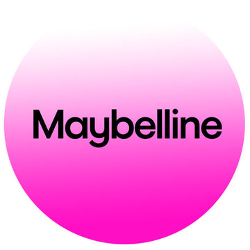 לוגו המותג מייבלין Maybelline: גרפיקה עגולה עם מעבר צבעים (גרדיאנט) ורוד-פוקסיה ללבן, המייצגת את קטגוריית איפור מייבלין ניו יורק באתר קוסמטיקס | Cosmetix.