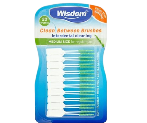 מברשות ניקוי בין שיניים Wisdom - ניקוי יסודי ועדין, גודל בינוני