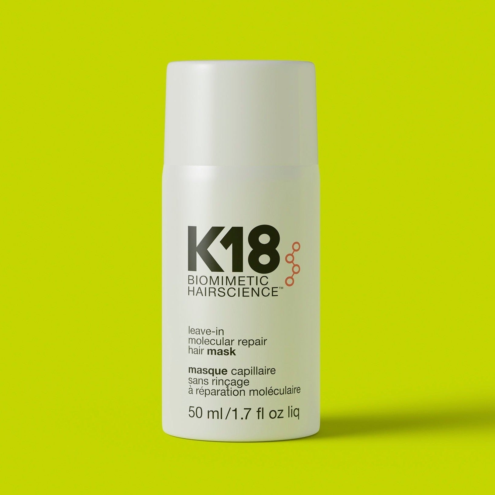 K18 Molecular Mask 15ml | קיי 18 מסכה מולקולרית ללא שטיפה לשיקום וחידוש שיער פגום, צבוע ומובהר בגודל מיני מיוחד (15 מ"ל)