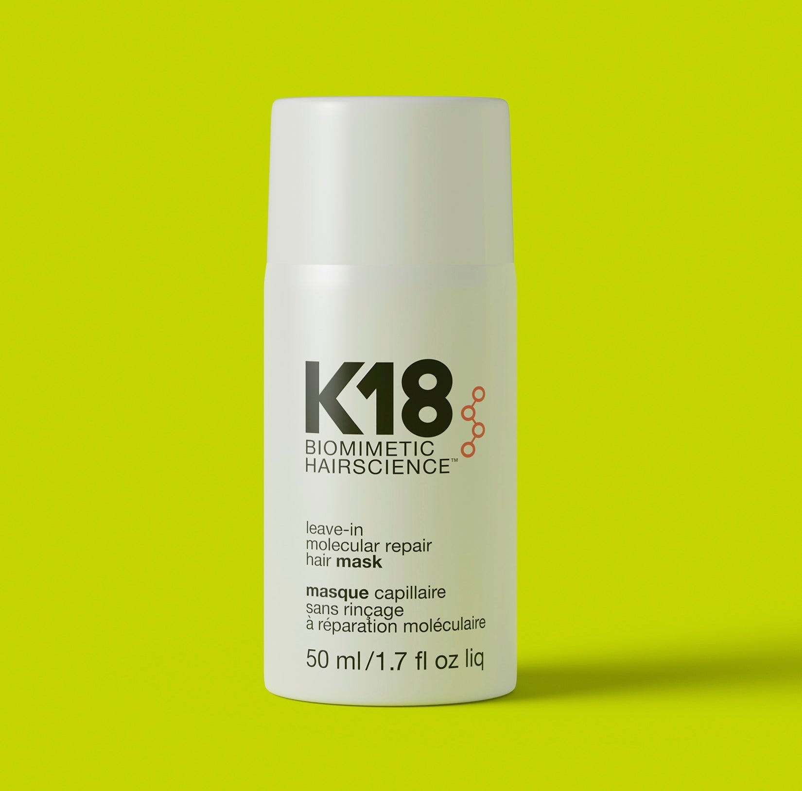 K18 Molecular Mask 15ml | קיי 18 מסכה מולקולרית ללא שטיפה לשיקום וחידוש שיער פגום, צבוע ומובהר בגודל מיני מיוחד (15 מ"ל)