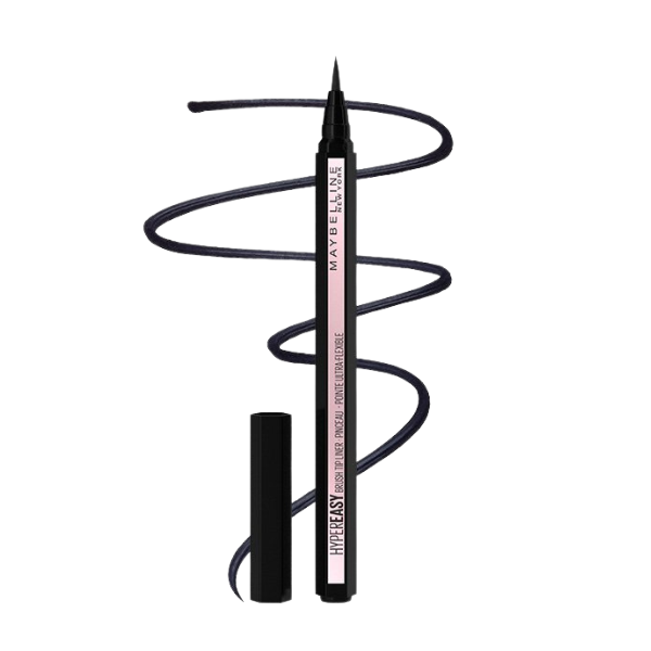 אייליינר נוזלי מייבלין הייפר איזי Hyper Easy Brush Tip Liner בצבע שחור עמיד ל-24 שעות