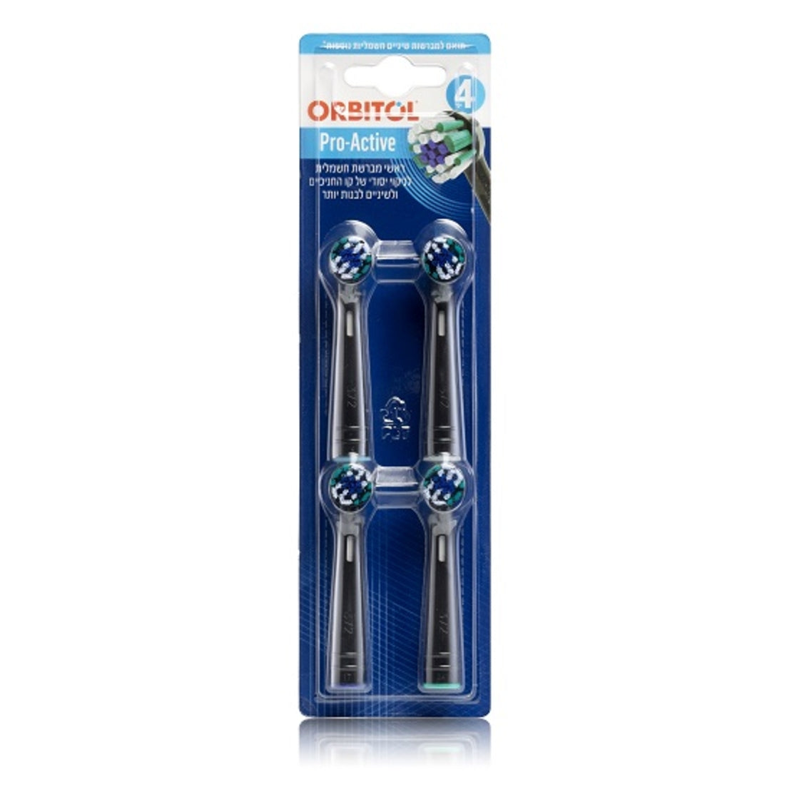 מארז 4 ראשי מברשת חשמלית להחלפה אורביטול Pro-Active בצבע שחור