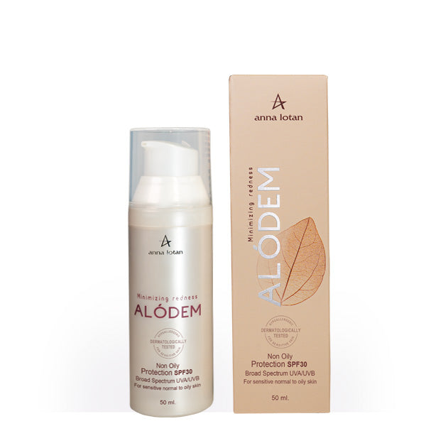 אנה לוטן Alodem קרם הגנה SPF 30 נטול שומן להרגעת אדמומיות והגנה על עור רגיש 50 מ"ל