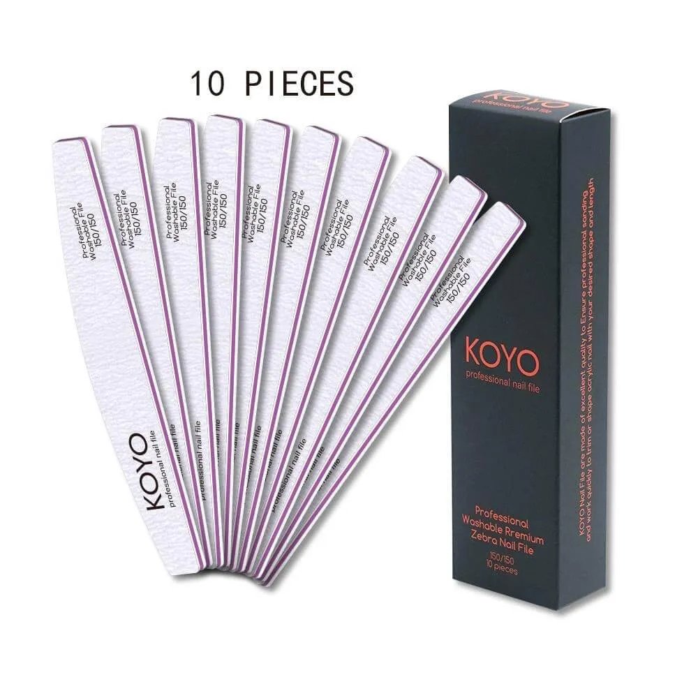 מארז 10 יח פצירות חצי ירח 100/180 קויו KOYO לשיוף מקצועי ומדויק של הציפורניים