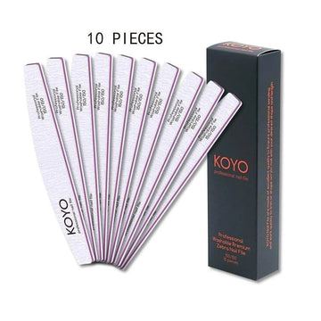 מארז 10 יח פצירות חצי ירח 100/180 קויו KOYO לשיוף מקצועי ומדויק של הציפורניים