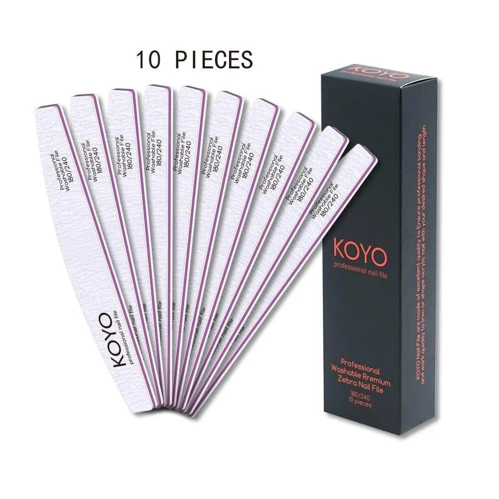 מארז 10 יח פצירות חצי ירח 180/240 קויו KOYO לשיוף מקצועי ומדויק של הציפורניים