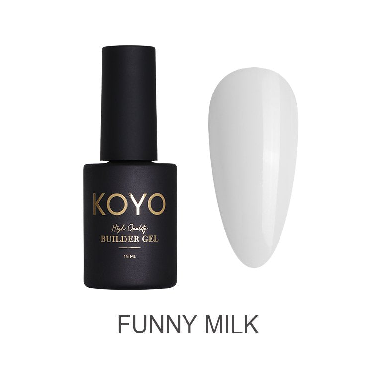 ג'ל בנייה מקצועי KOYO קויו ג'ל בנייה KOYO funny milk מל 15 לפיסול וחיזוק הציפורניים