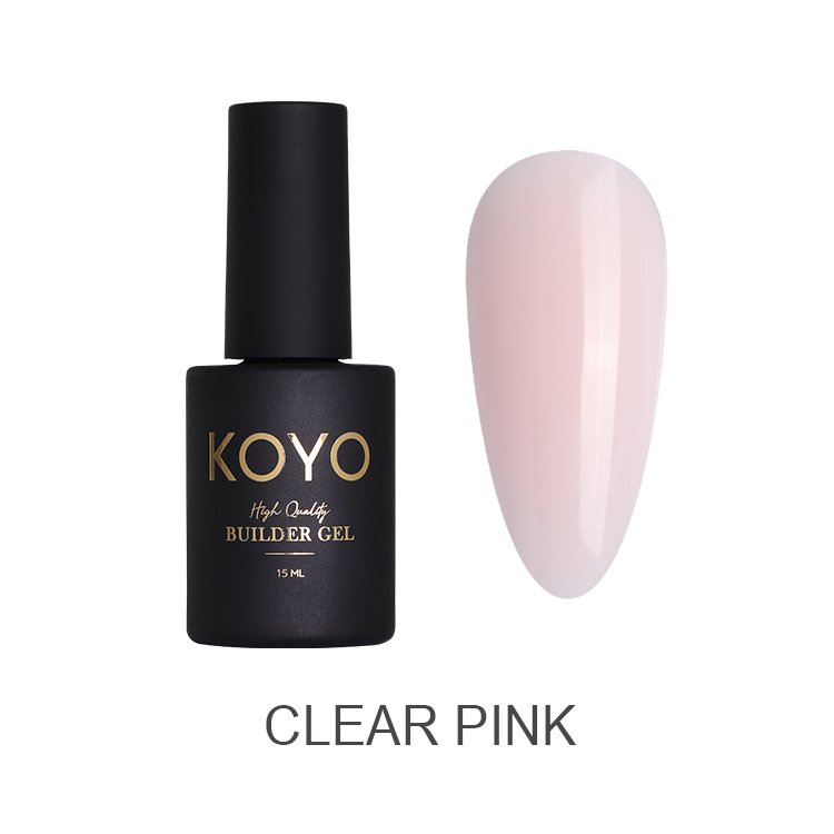 ג'ל בנייה מקצועי KOYO קויו ג'ל בנייה KOYO clear pink מל 15 לפיסול וחיזוק הציפורניים