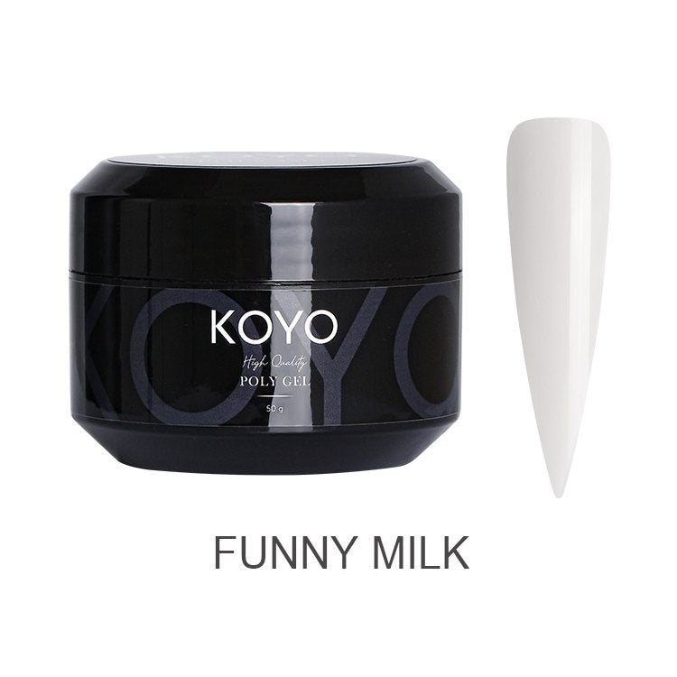 פוליג'ל מקצועי KOYO קויו 50 מ"ל פוליג'ל KOYO funny milk מל 50 לבנייה ופיסול ציפורניים