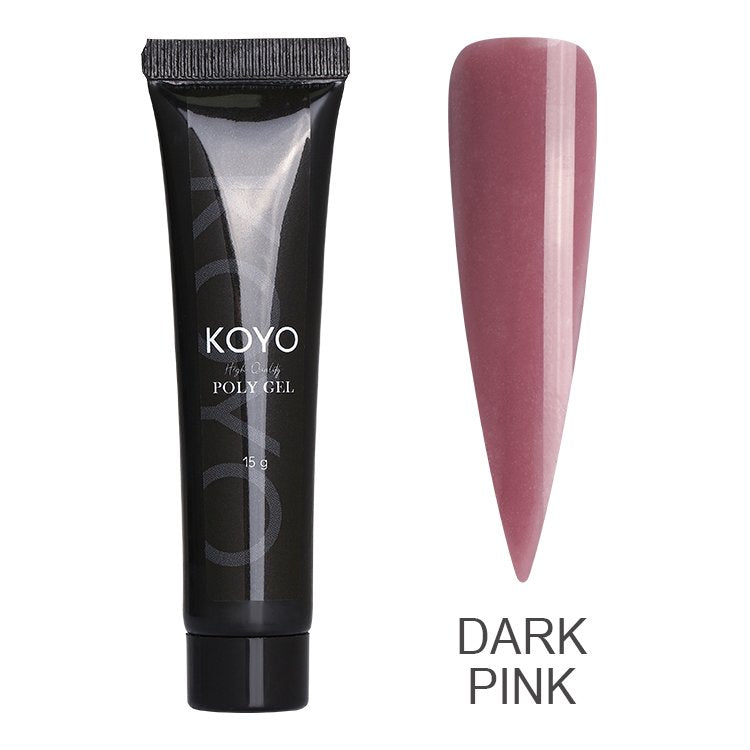 פוליג'ל מקצועי KOYO קויו פוליג'ל KOYO dark pink גר 15 לבניית ציפורניים חזקה ועמידה