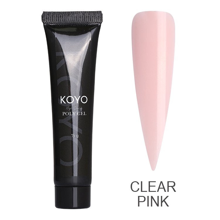 פוליג'ל מקצועי KOYO קויו פוליג'ל KOYO clear pink גר 15 לבניית ציפורניים חזקה ועמידה