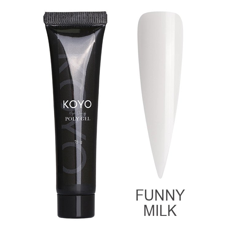 פוליג'ל מקצועי KOYO קויו פוליג'ל KOYO funny milk גר 15 לבניית ציפורניים חזקה ועמידה