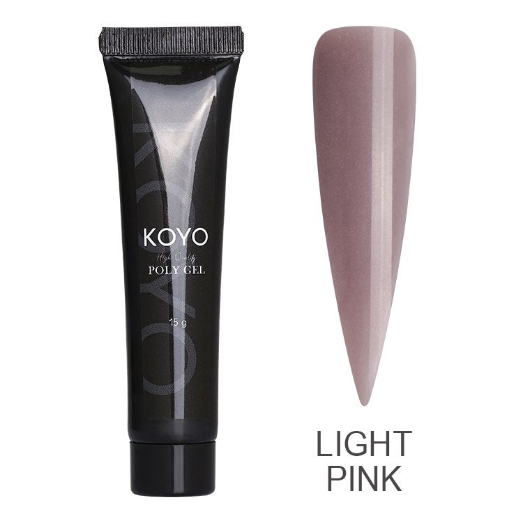 פוליג'ל מקצועי KOYO קויו פוליג'ל KOYO light pink גר 15 לבניית ציפורניים חזקה ועמידה
