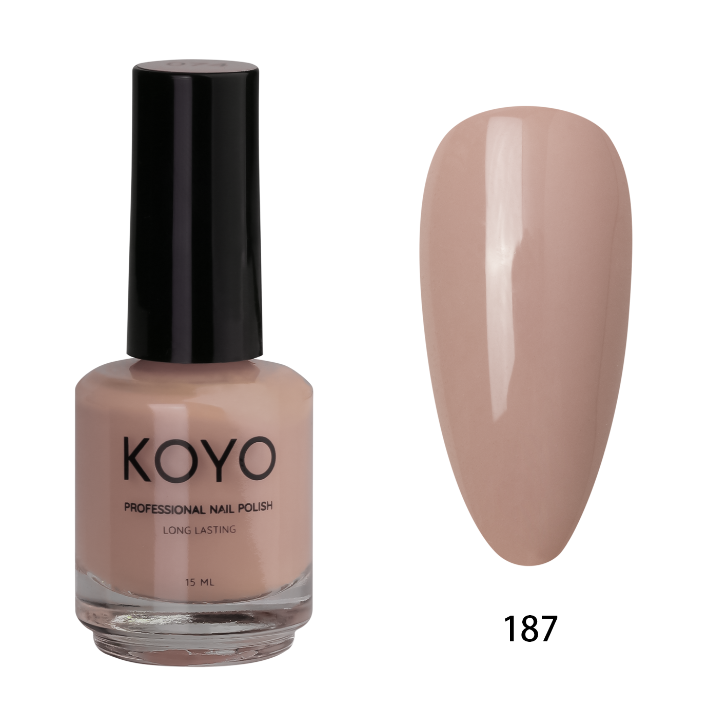 לק ג'ל מקצועי KOYO קויו 15 מ"ל גוון 187 בכיסוי מושלם