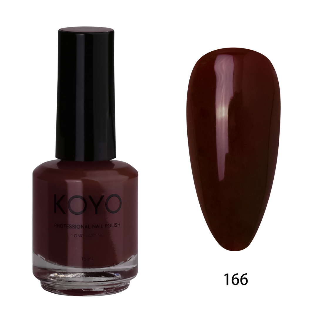 לק ג'ל מקצועי KOYO קויו 15 מ"ל גוון 166 בכיסוי מושלם
