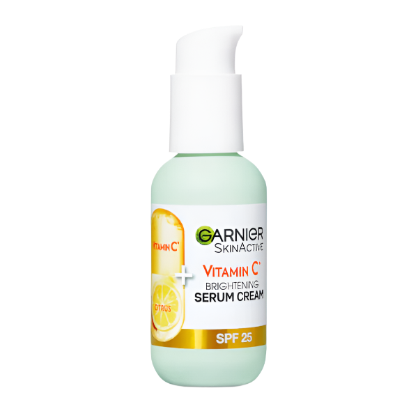 סרום-קרם ויטמין C של גרנייה סקין אקטיב 2 ב-1 עם SPF25 להבהרת כתמי עור ולחות ל-72 שעות