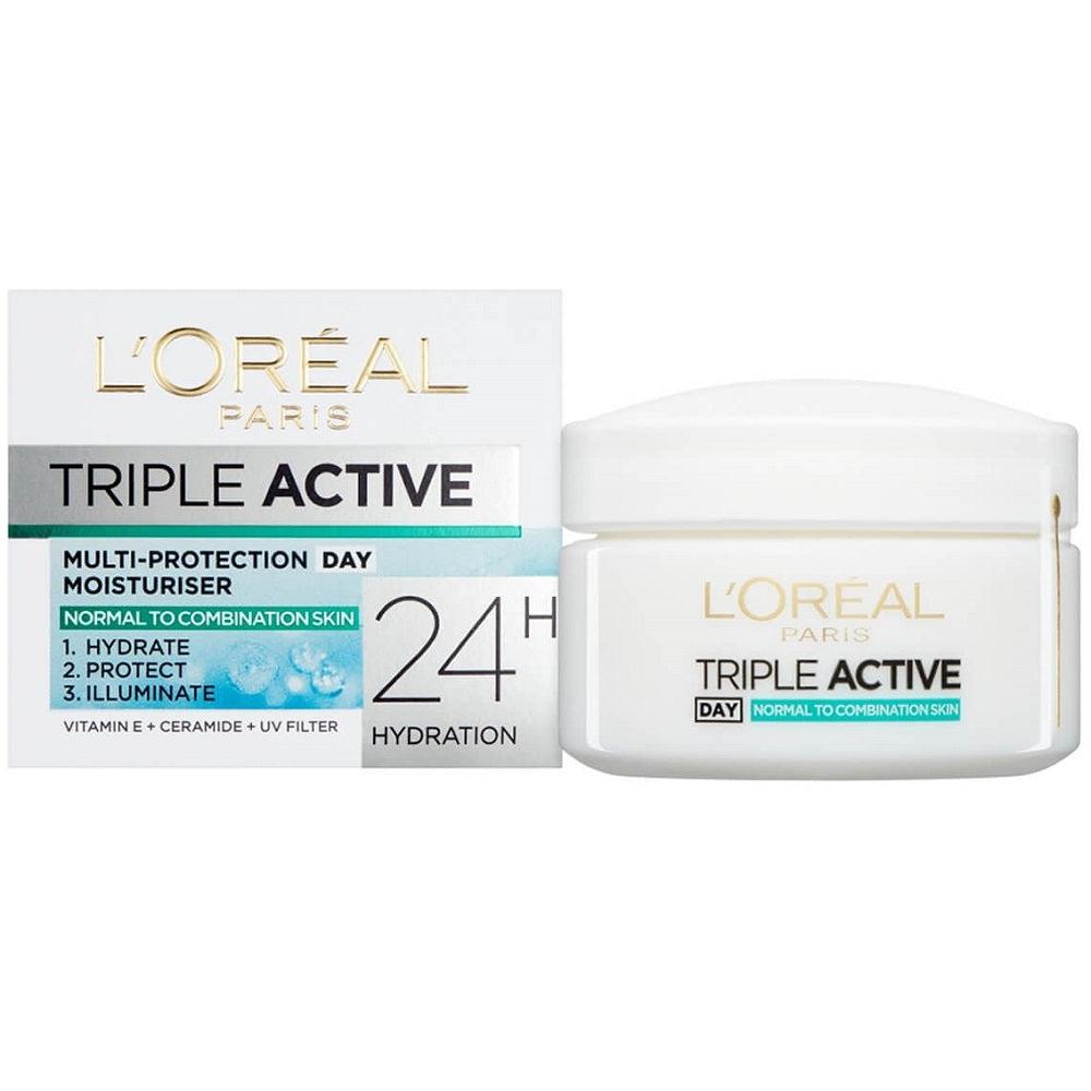 L'Oréal Paris Triple Active Day Cream | קרם יום פעולה משולשת לעור רגיל עד מעורב להגנה, לחות והזנה