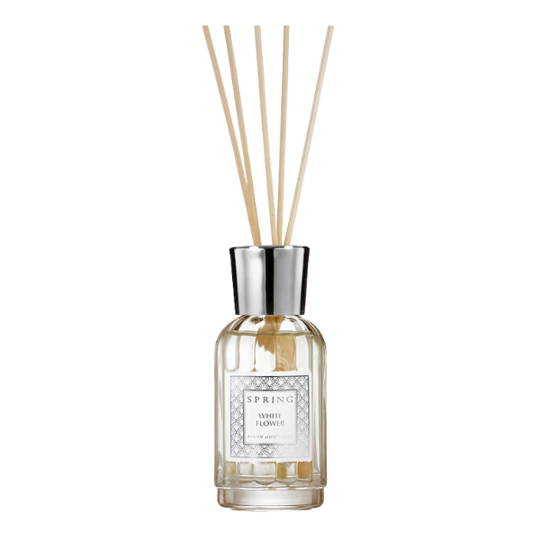 מפיץ ריח יוקרתי ספרינג בניחוח White Flower בבקבוק בעיצוב כסף אלגנטי - SPRING White Flower Silver Diffuser 100ml