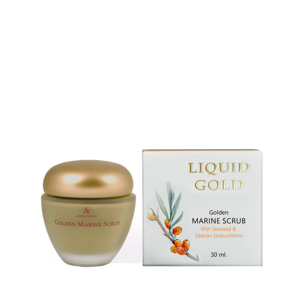 אנה לוטן Liquid Gold פילינג מארין זהוב (Golden Marine Scrub) להסרת תאים מתים, ניקוי עמוק והחלקת מרקם העור 30 מ"ל