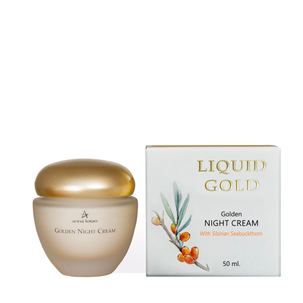 אנה לוטן Liquid Gold קרם לילה זהוב (Golden Night Cream) עשיר באובליפיחה להזנה אינטנסיבית ושיקום עור בוגר ויבש 50 מ"ל