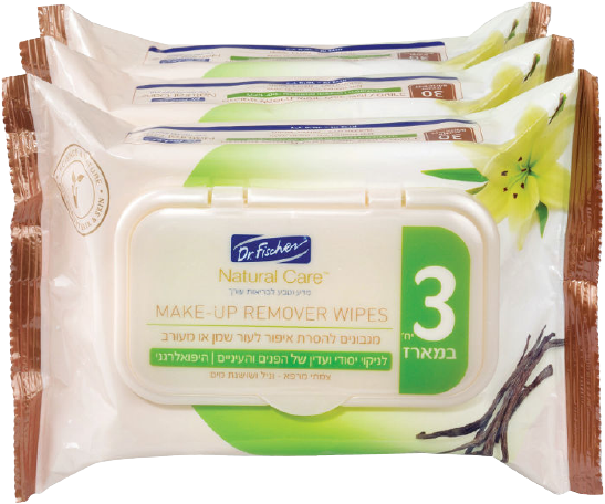 דר פישר מגבונים להסרת איפור לעור שמן-מעורב, 90 יח'