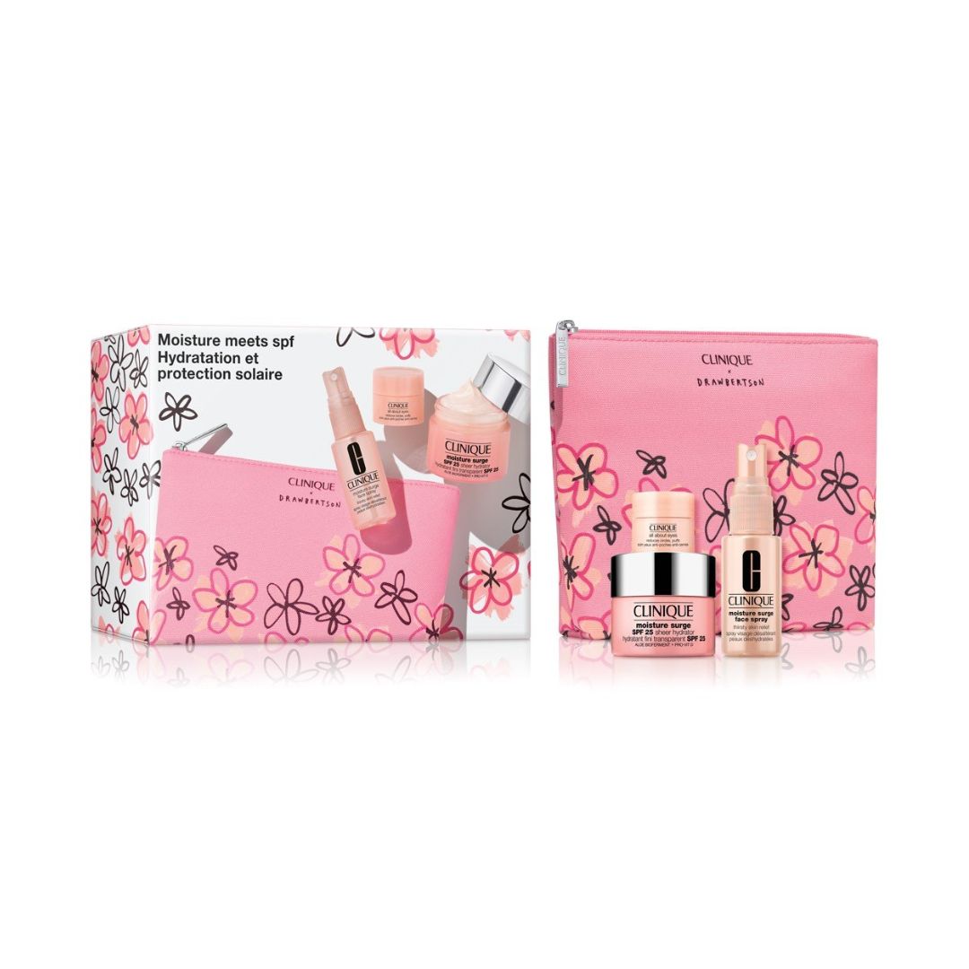 מארז שלישיית מוצרי קליניק הכולל קרם לחות SPF 25, ספריי לחות מרענן וקרם עיניים אול אבאוט אייז - Clinique Moisture Surge Essentials Trio
