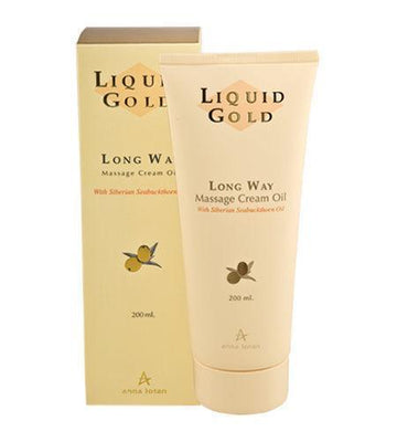 אנה לוטן Liquid Gold קרם שמן לעיסוי (Massage Cream Oil) במרקם דבש ההופך לשמן להזנה וריכוך עור יבש ובוגר 200 מ"ל