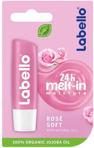 סטיק שפתיים לחות רוז Labello - 24 שעות לחות וברק טבעי