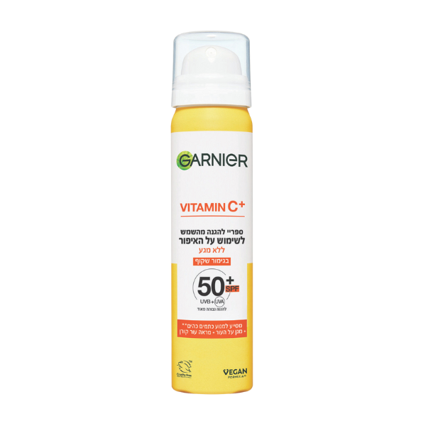 ספריי הגנה ויטמין C SPF50 להגנה וזוהר Garnier Vitamin C Mist 75ml