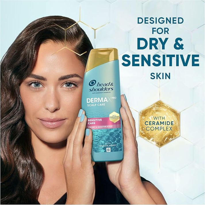 Head & Shoulders | הד אנד שולדרס - DERMA X PRO Sensitive | שמפו סנסיטיב לקרקפת רגישה עם דבש מאנוקה (300 מ"ל)
