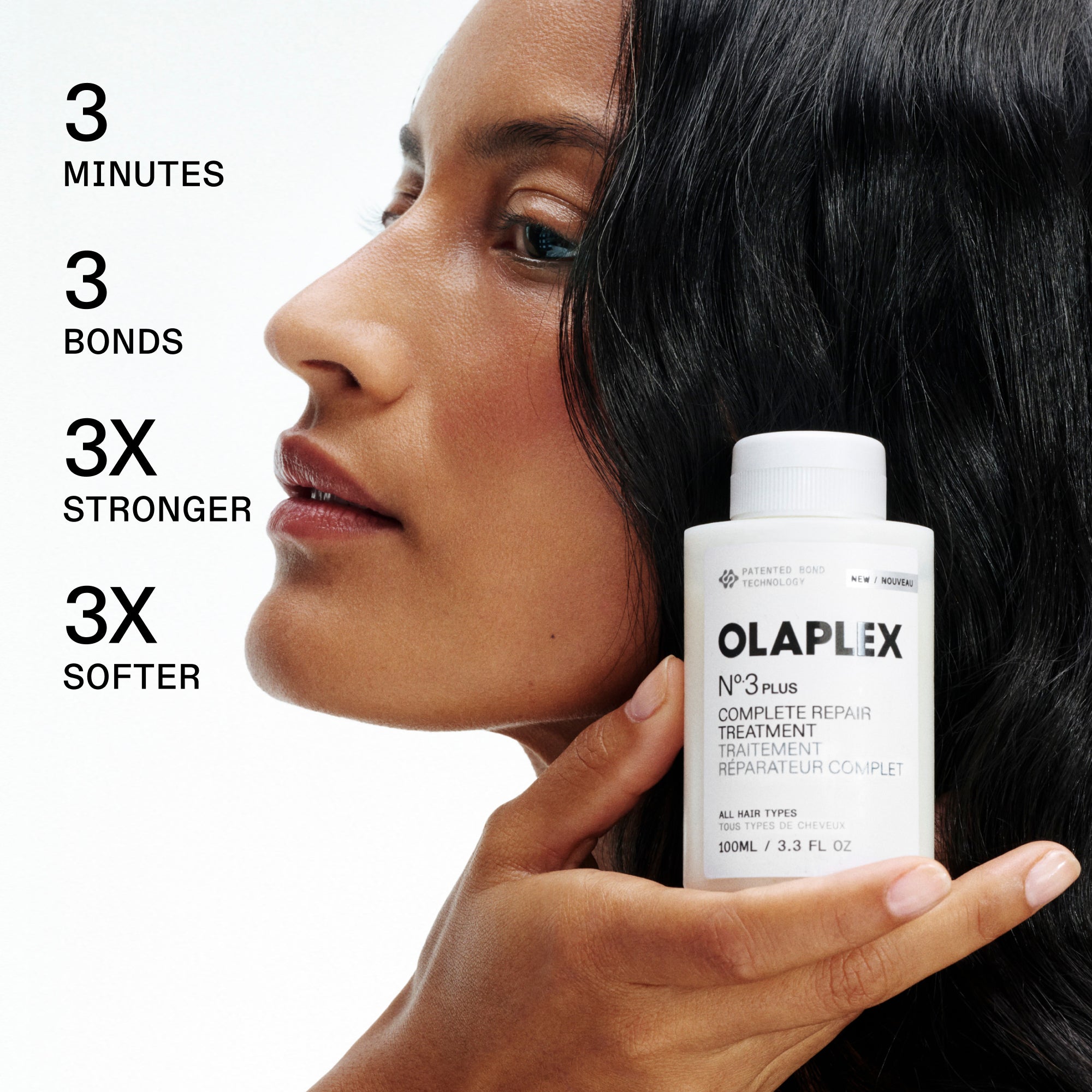 OLAPLEX Nº.3PLUS | אולפלקס מספר 3 פלוס טיפול שיקום מוגבר מרוכז ב-3 דקות בלבד לפני השמפו לשיער רך וחזק פי 3 (100 מ"ל)