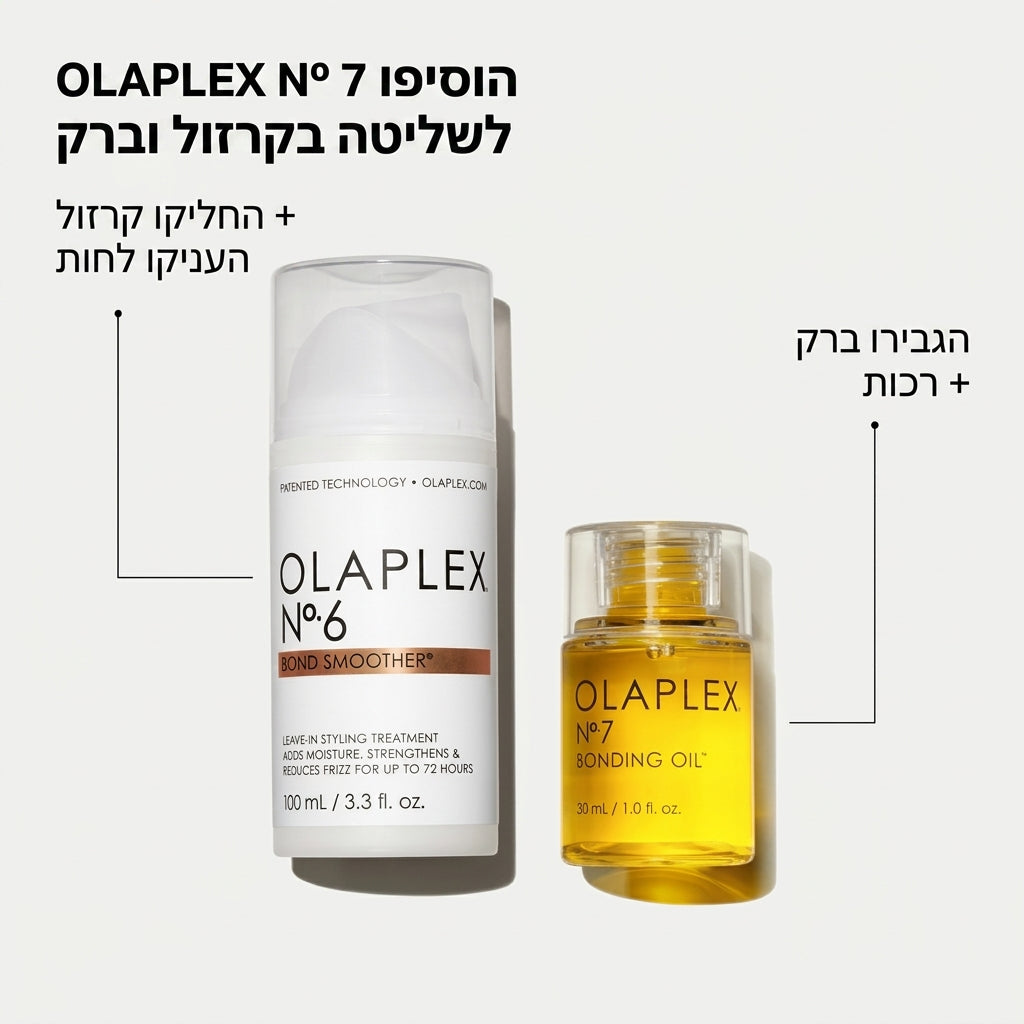 OLAPLEX Nº.6 | אולפלקס מספר 6 קרים עיצוב משקם ללא שטיפה לנטרול פריז וחשמל סטטי עד 72 שעות והגנה מחום (100 מ"ל)