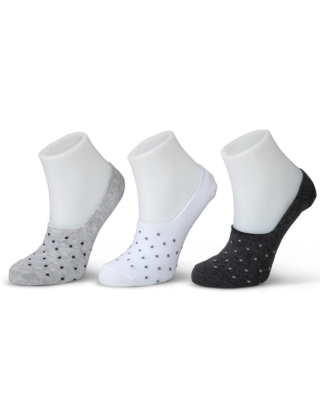 עקביות נשים נוחות במיוחד No Show, 3 זוגות צבעוניים עם פסי סיליקון לאחיזה מושלמת.