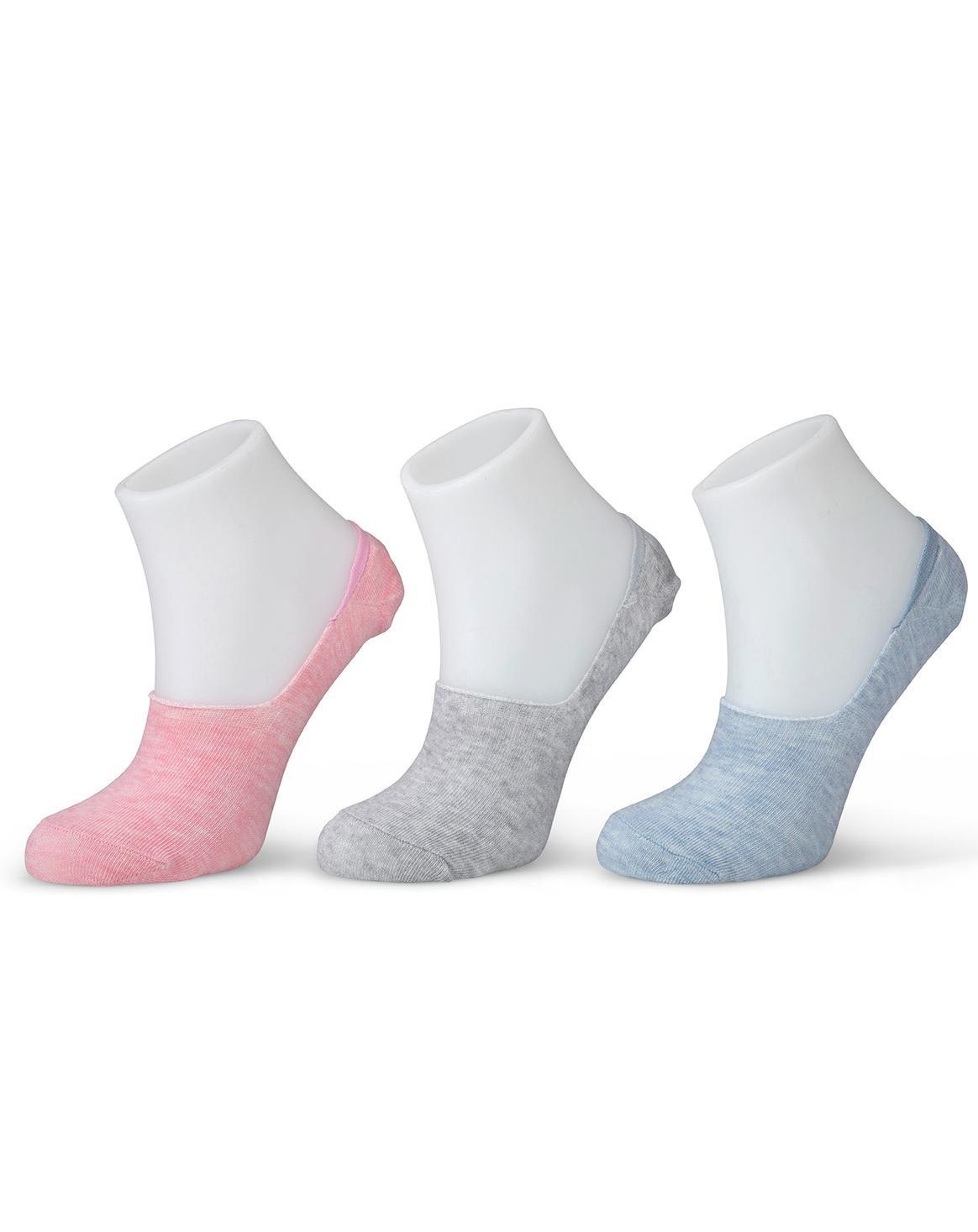 עקביות נשים נוחות במיוחד No Show, 3 זוגות צבעוניים עם פסי סיליקון לאחיזה מושלמת.