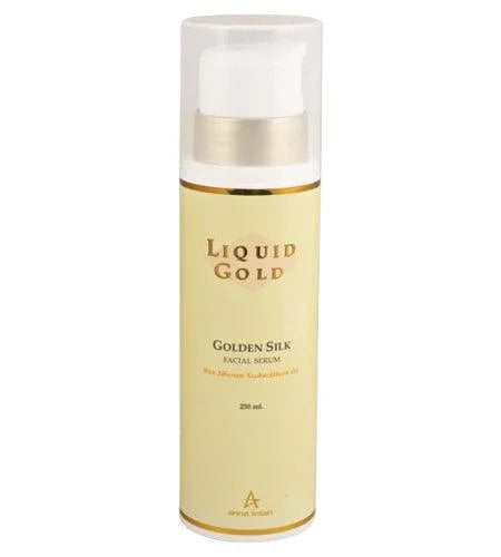 אנה לוטן Liquid Gold סרום משי זהוב (Golden Silk) במרקם קטיפתי לשיקום והזנת עור הפנים באריזה מקצועית 250 מ"ל