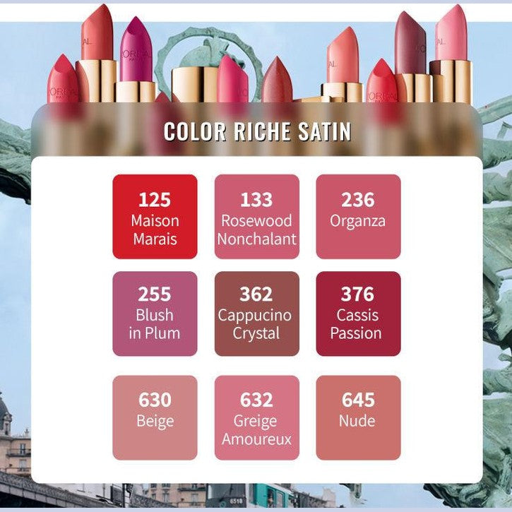 L'Oréal Paris Color Riche Satin Lipstick | שפתון קולור ריץ' בגימור סאטן יוקרתי