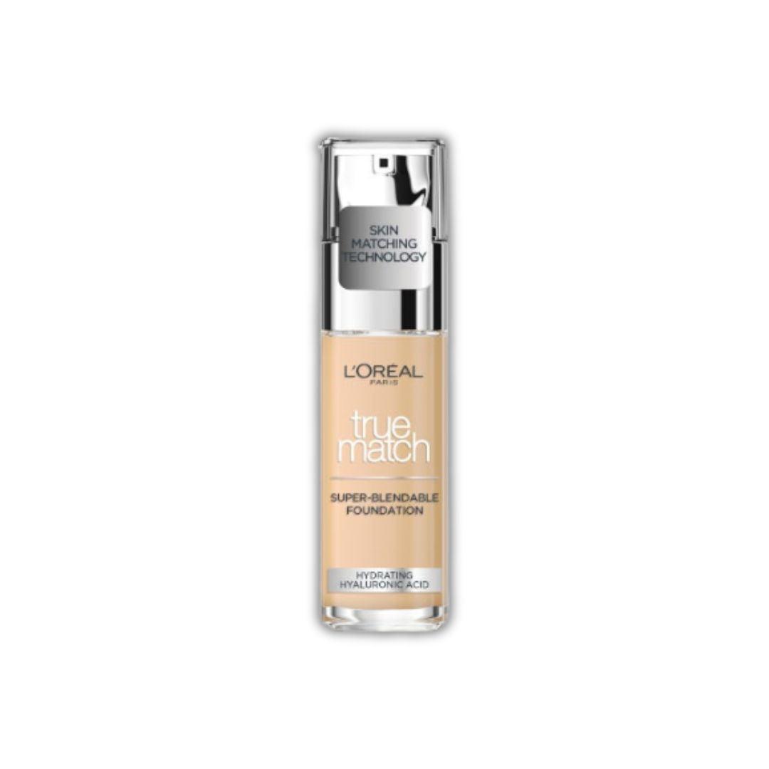 L'Oreal Paris True Match Foundation – מייקאפ למראה טבעי והתאמה מושלמת לגוון העור | 30 מ"ל