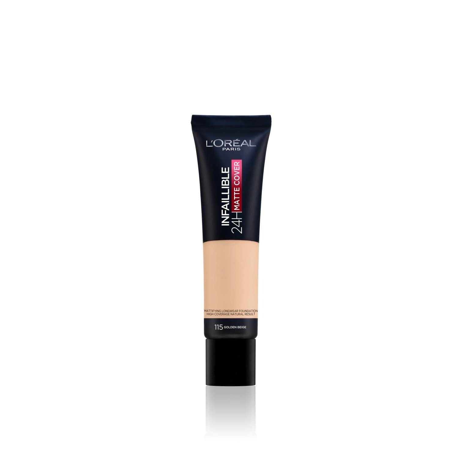 מייקאפ לוריאל פריז Infaillible 32H Matte Cover בגימור מאט עמיד עם SPF 25 לכיסוי מלא