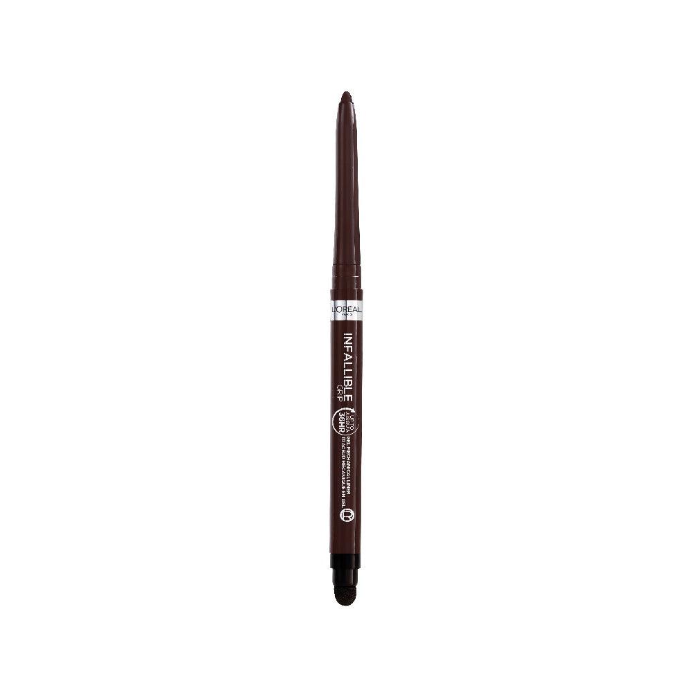 עיפרון עיניים ג'ל אוטומטי לוריאל פריז Infaillible Grip 36H עמיד במים עם ספוגית לטשטוש ומחדד מובנה
