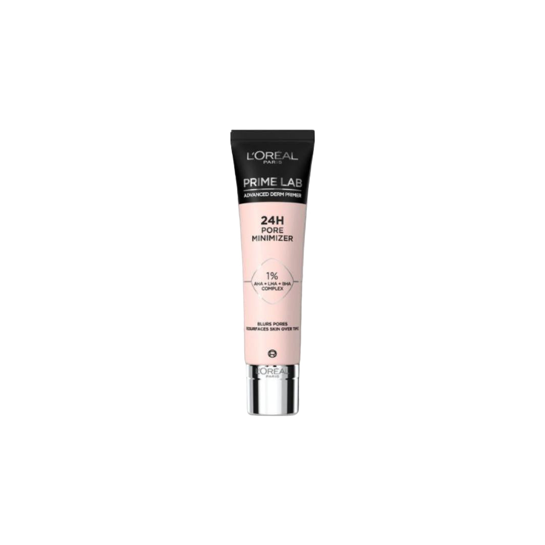 פריימר לוריאל פריז Prime Lab 24H Pore Minimizer מטשטש נקבוביות ומחליק עור עם חומצות AHA ו-BHA