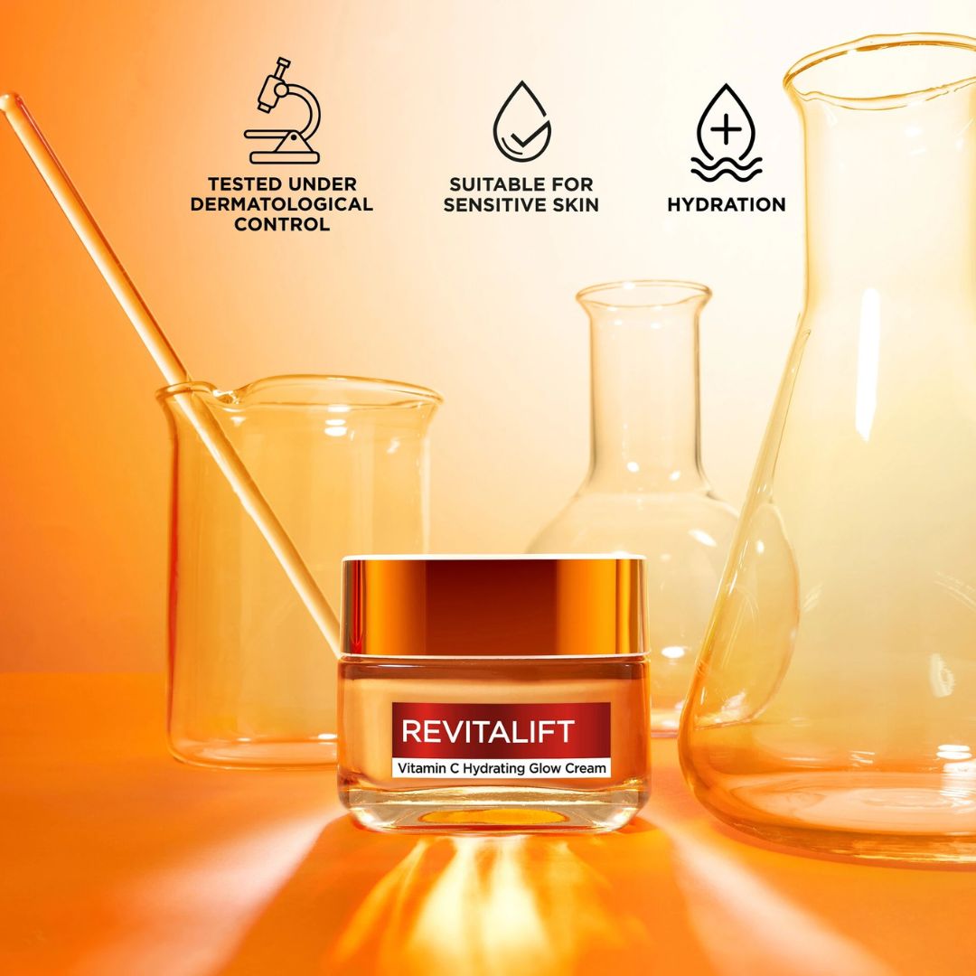 קרם יום לוריאל פריז Revitalift Clinical מועשר בויטמין C וחומצה סליצילית להארת העור וצמצום נקבוביות