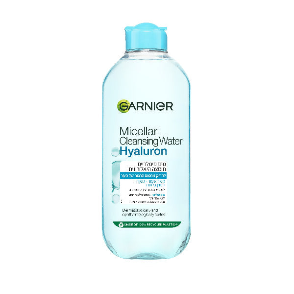 מים מיסלריים גרנייה עם חומצה היאלורונית 400 מ"ל לניקוי פנים והסרת איפור תוך הענקת לחות אינטנסיבית