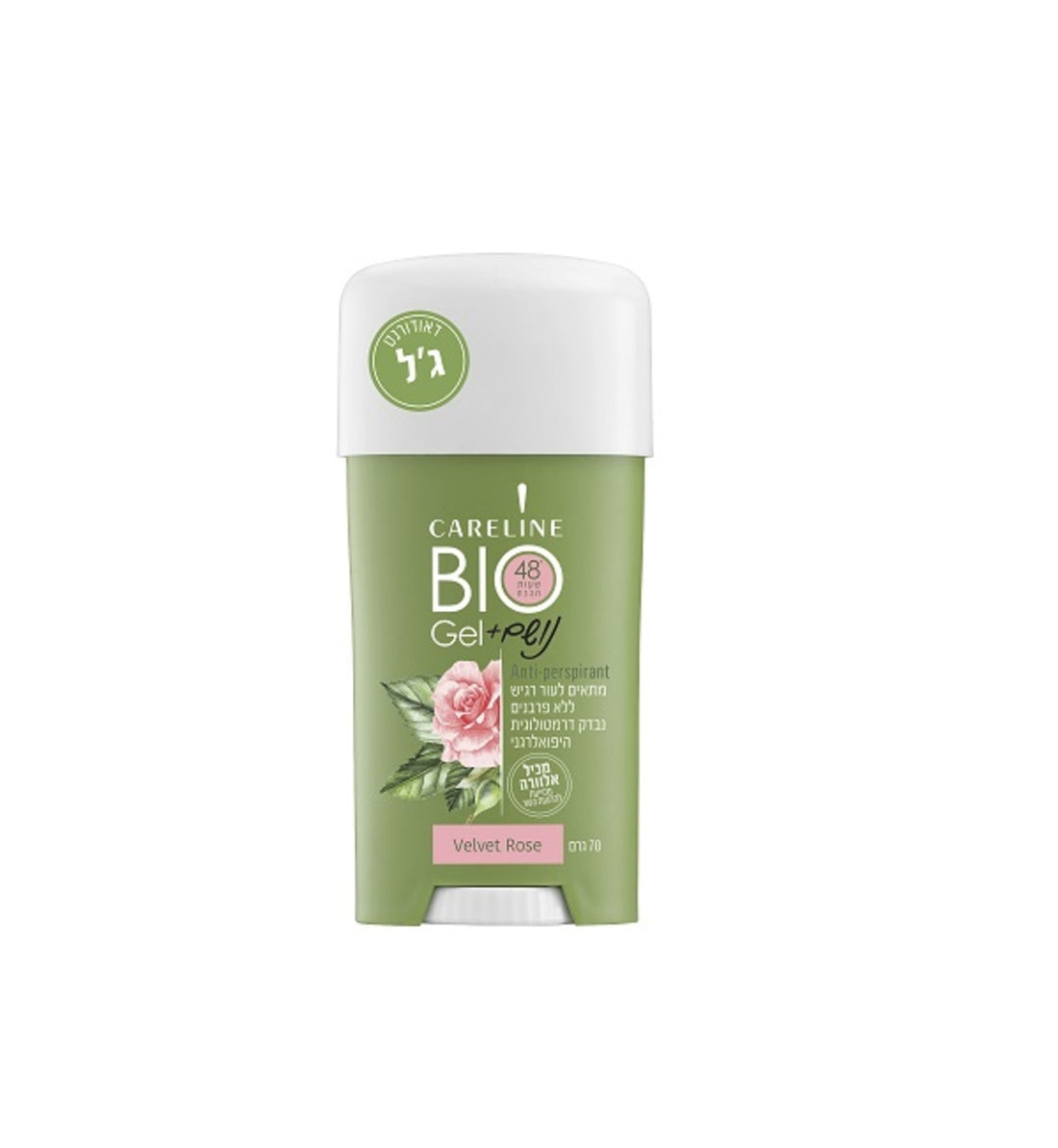 דאודורנט ג'ל קרליין נושם BIO בניחוח ורדים Velvet Rose להגנה עד 48 שעות 70 גרם