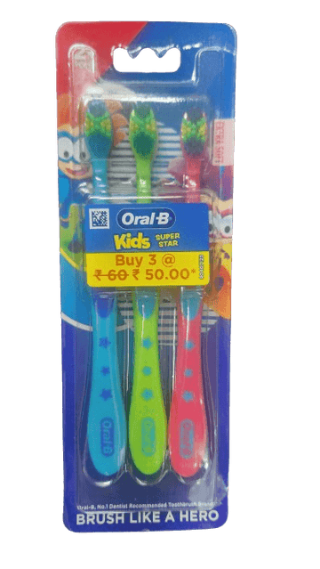 מברשות שיניים אקסטרה סופט לילדים - 3 יחידות צבעוניות