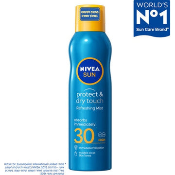 ספריי הגנה מהשמש ניוואה סאן SPF30 המעניק הגנה ולחות ל-48 שעות ועמיד במים
