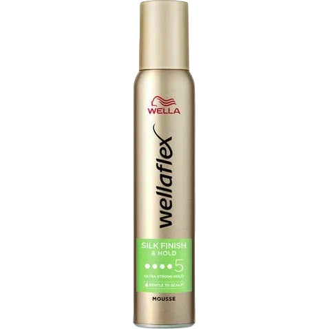מוס וולה פלקס Wellaflex Ultra Strong עם הגנת UV ושמן מקדמיה - אריזת זהב 200 מ"ל