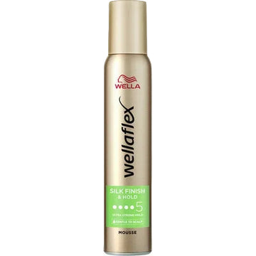 מוס וולה פלקס Wellaflex Ultra Strong עם הגנת UV ושמן מקדמיה - אריזת זהב 200 מ"ל