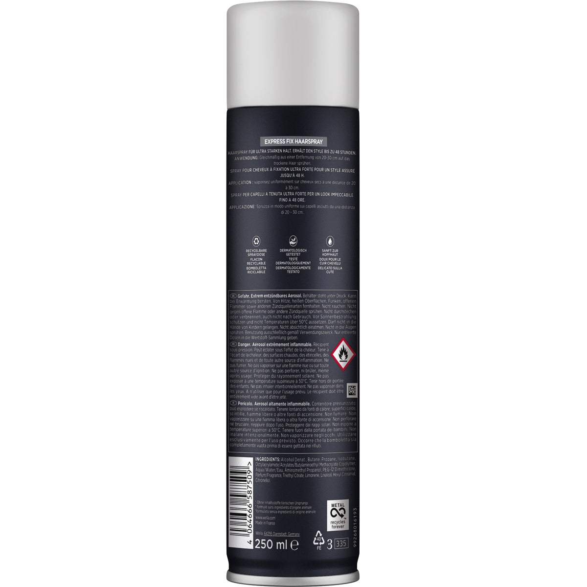 Wella | וולה - ספריי לעיצוב וקיבוע שיער לגבר Wellaflex MEN Express Fix לאחיזה אולטרה חזקה (250 מ"ל)