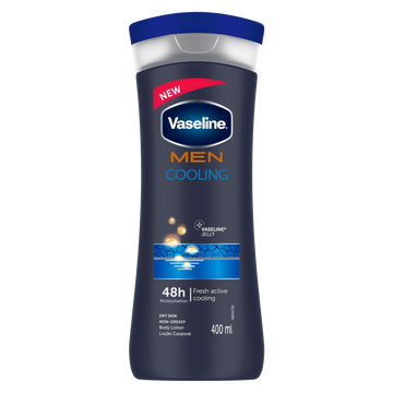 וזלין תחליב לחות לגוף לגבר מצנן עם מנתול VASELINE MEN COOLING BODY LOTION | לרענון והרגעה מיידית 400 מ"ל