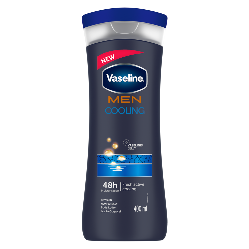 וזלין תחליב לחות לגוף לגבר מצנן עם מנתול VASELINE MEN COOLING BODY LOTION | לרענון והרגעה מיידית 400 מ"ל